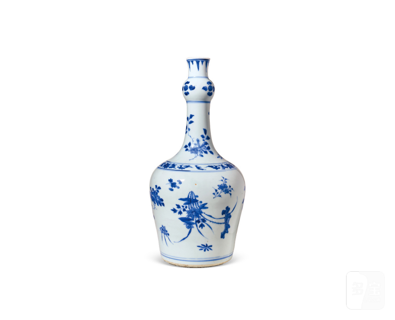明崇祯 青花花鸟图瓶